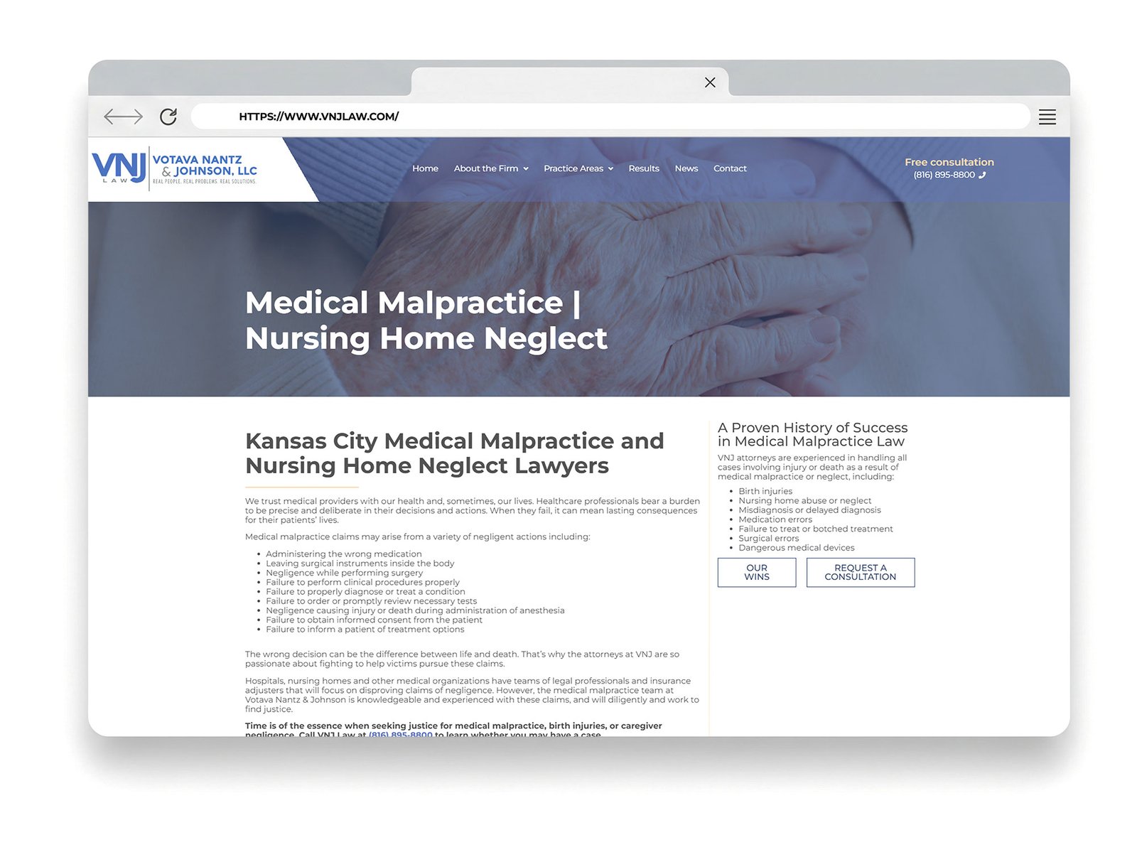 Kansas City law firm specializing in medical malpractice and nursing home neglect, offering consultations for victims.